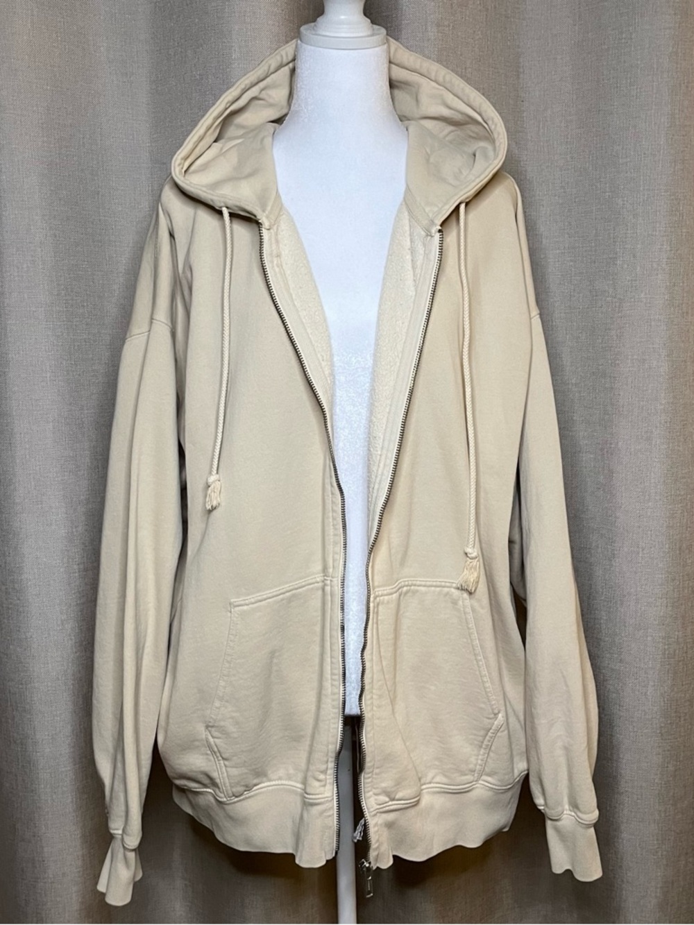 John Galt Christy Full Zip Beige Oversized Chunky Sweatshirt Hoodie One Size - Picture 4 of 8